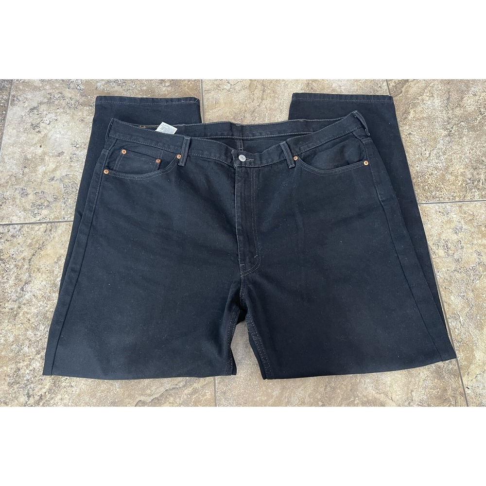 Levis 550 Mens Dark Wash Mid Rise Relaxed Fit Straight Denim Jeans Size 46x32 - Picture 2 of 8